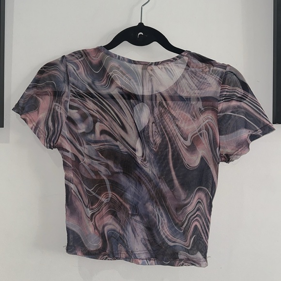 Y2K marble swirl patterned mesh tee - Picture 2 of 6